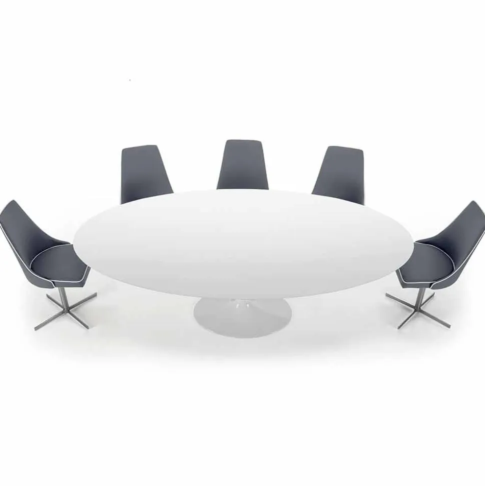 Tavolo da Pranzo Ovale in Laminato e Alluminio Made in Italy, Pregiato - Dollars