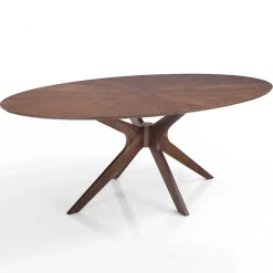 Tavolo da Pranzo Ovale in Mdf con Struttura in Legno Massello - Fulmine