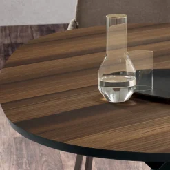 Tavolo da Pranzo Ovale in Rovere Impiallacciato e Base in Metallo Nera - Domo