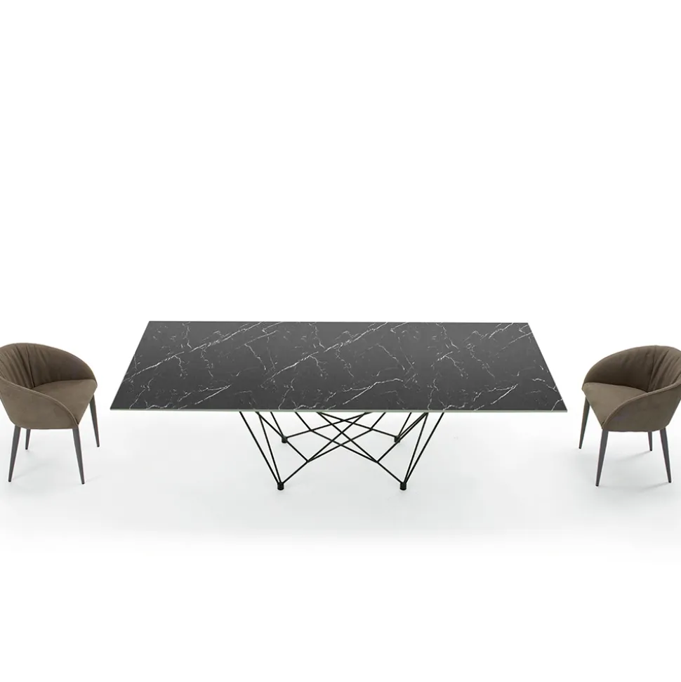 Tavolo da Pranzo Piano in Laminam e Base in Acciaio Made in Italy – Ezzellino