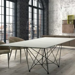 Tavolo da Pranzo Piano in Laminam e Base in Acciaio Made in Italy – Ezzellino