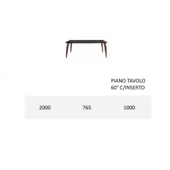 Tavolo da Pranzo Piano in Mdf con Inserto Superiore Made in Italy - Abisso