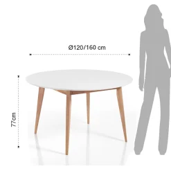 Tavolo da Pranzo Rotondo Allungabile Fino a 160 cm in Mdf e Legno - Ciacco