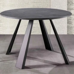 Tavolo da Pranzo Rotondo Allungabile Fino a 370 cm in Legno e Metallo - Caimano