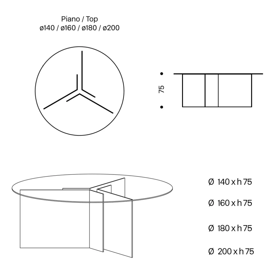 Tavolo da Pranzo Rotondo con Base e Piano in Vetro Made in Italy - Charles