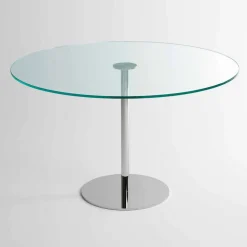 Tavolo da Pranzo Rotondo con Piano in Vetro Extrachiaro Made in Italy – Dolce