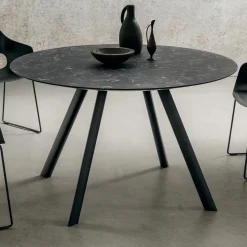Tavolo da Pranzo Rotondo con Piano in Hpl Stratificato Made in Italy - Lingotto