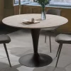 Tavolo da Pranzo Rotondo con Piano in Legno Laminato Rovere Materico - Moreno