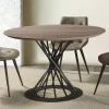 Tavolo da Pranzo Rotondo con Piano in Legno Laminato e Base in Acciaio - Mileto