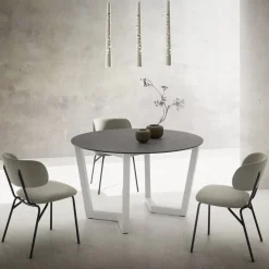Tavolo da Pranzo Rotondo Metallo e Hpl Stratificato Made in Italy - Bastiano