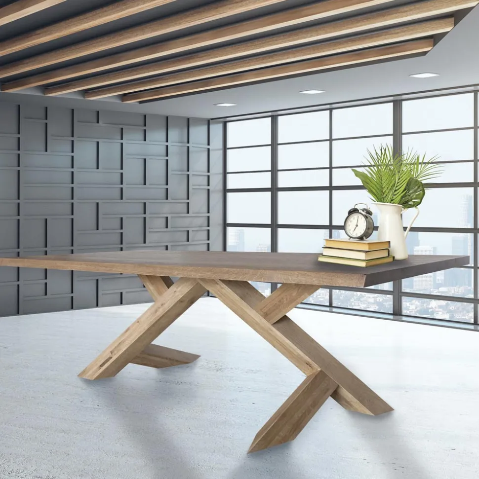 Tavolo da Pranzo Rovere Massello Disponibile con Vari Bordi Made in Italy – Boromir