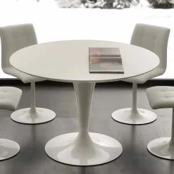 Tavolo da pranzo tondo bianco Topeka, design moderno