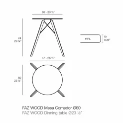 Tavolo da Pranzo Tondo in Legno e Piano in Hpl, 4 Pezzi - Faz Wood by Vondom