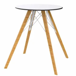 Tavolo da Pranzo Tondo in Legno e Piano in Hpl, 4 Pezzi - Faz Wood by Vondom