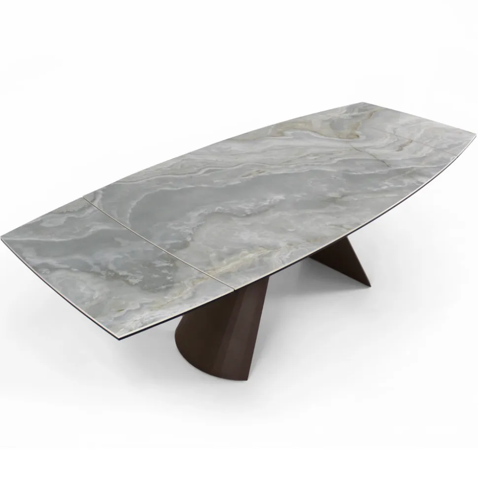 Tavolo da Soggiorno Allungabile con Piano a Botte in Ceramica Made in Italy - Occhiali