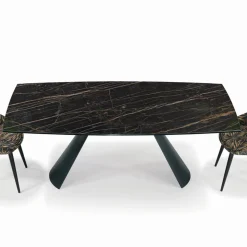Tavolo da Soggiorno Allungabile con Piano a Botte in Ceramica Made in Italy - Occhiali