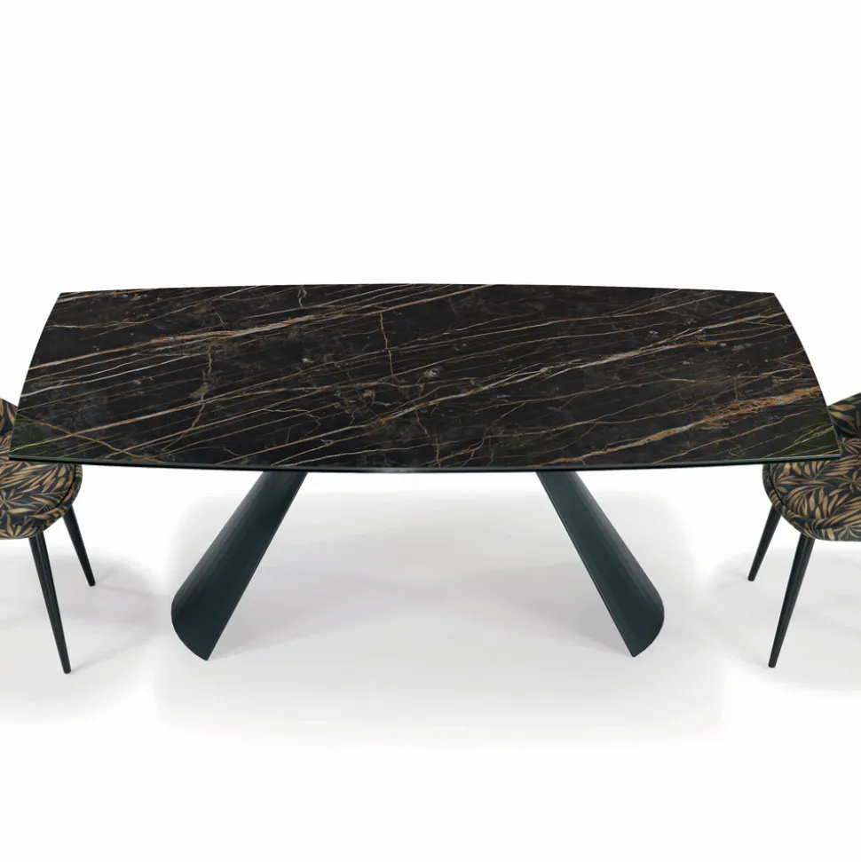 Tavolo da Soggiorno Allungabile con Piano a Botte in Ceramica Made in Italy - Occhiali