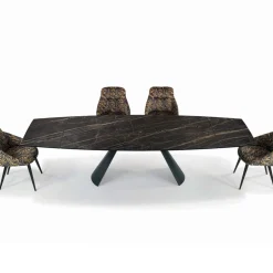 Tavolo da Soggiorno Allungabile con Piano a Botte in Ceramica Made in Italy - Occhiali