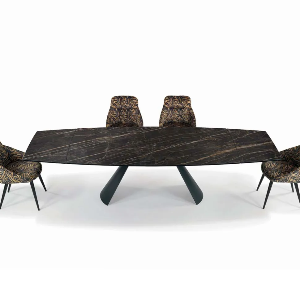 Tavolo da Soggiorno Allungabile con Piano a Botte in Ceramica Made in Italy - Occhiali