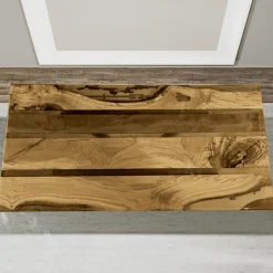 Tavolo da Soggiorno con Piano in Rovere e Resina Epossidica Colorata - Miklas