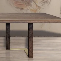 Tavolo da Soggiorno con Struttura in Legno di Rovere Nodato Made in Italy - Giusy