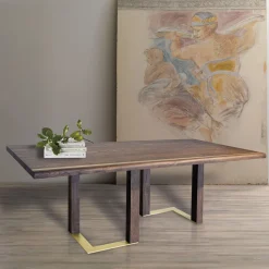 Tavolo da Soggiorno con Struttura in Legno di Rovere Nodato Made in Italy - Giusy