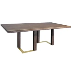 Tavolo da Soggiorno con Struttura in Legno di Rovere Nodato Made in Italy - Giusy