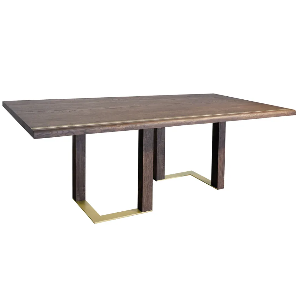 Tavolo da Soggiorno con Struttura in Legno di Rovere Nodato Made in Italy - Giusy
