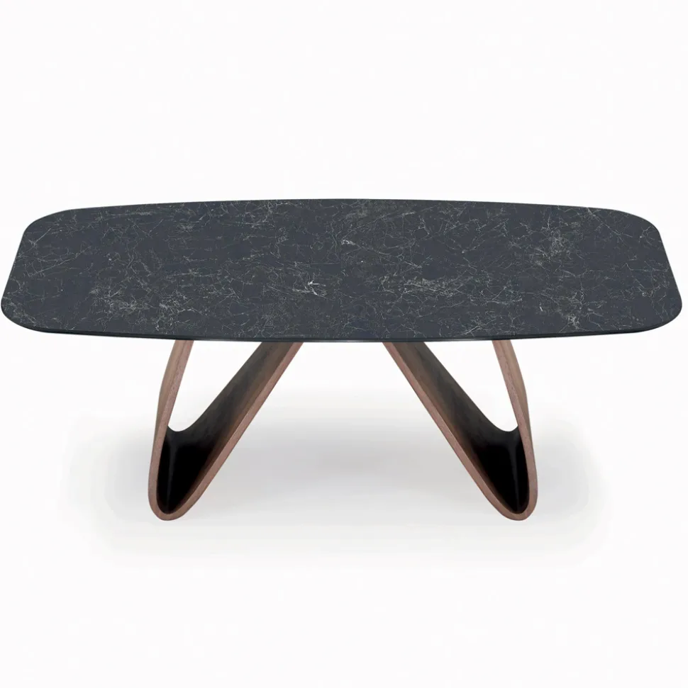 Tavolo da Soggiorno Fisso con Base in Legno Made in Italy - Equatore