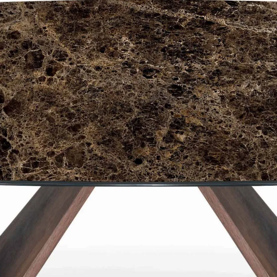 Tavolo da Soggiorno Fisso con Base in Legno Made in Italy - Equatore