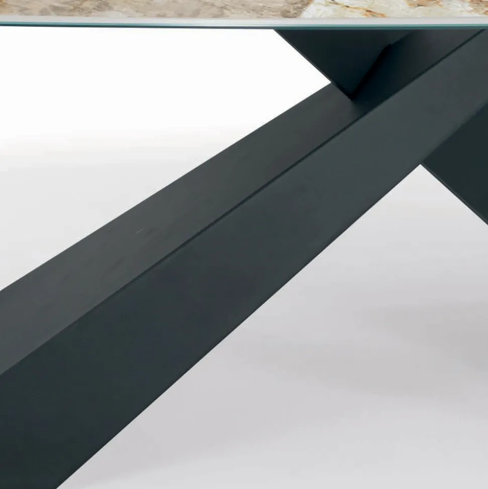 Tavolo da Soggiorno Fisso con Piano in Ceramica Realizzato in Italia - Ferie