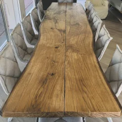 Tavolo da Soggiorno in Quercia Secolare e 12 Sedie Incluse Made in Italy - Dite