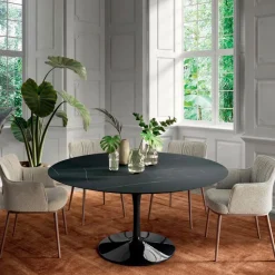 Tavolo da Soggiorno Rotondo Fisso in Laminato e Alluminio Made in Italy - Dollars