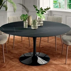 Tavolo da Soggiorno Rotondo Fisso in Laminato e Alluminio Made in Italy - Dollars