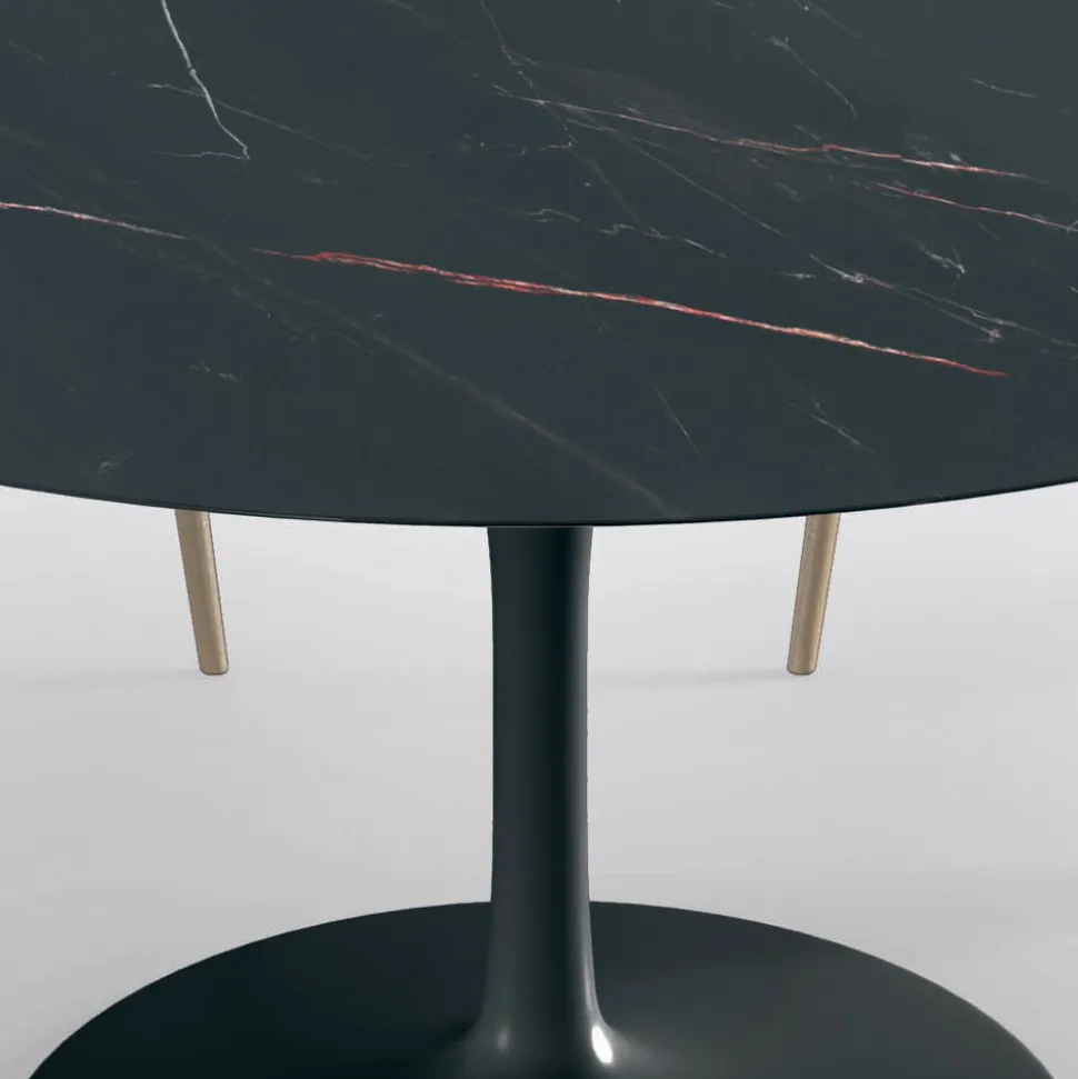 Tavolo da Soggiorno Rotondo Fisso in Laminato e Alluminio Made in Italy - Dollars