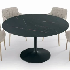 Tavolo da Soggiorno Rotondo Fisso in Laminato e Alluminio Made in Italy - Dollars