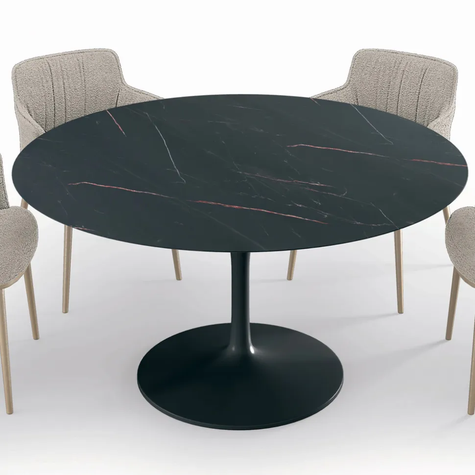Tavolo da Soggiorno Rotondo Fisso in Laminato e Alluminio Made in Italy - Dollars