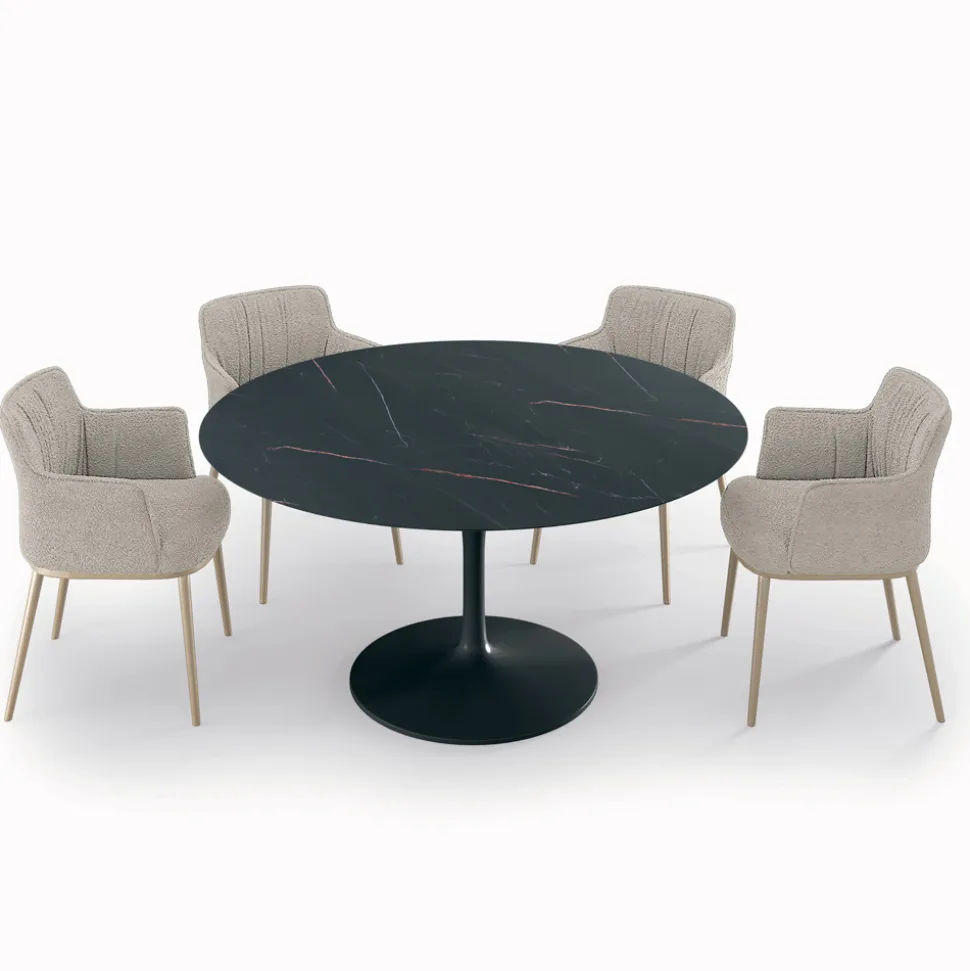 Tavolo da Soggiorno Rotondo Fisso in Laminato e Alluminio Made in Italy - Dollars