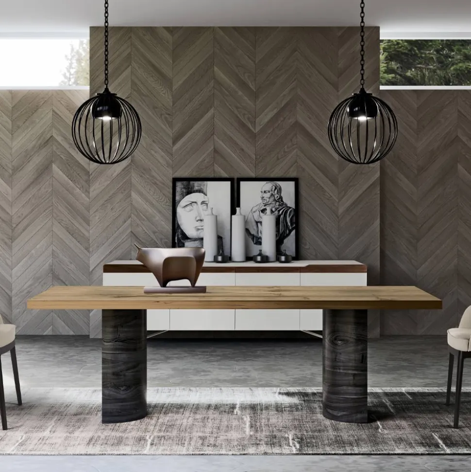 Tavolo da Zona Living Moderno in Legno Massello Made in Italy - Catrin