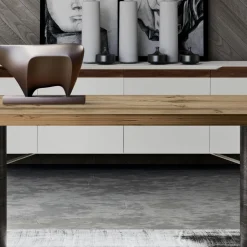 Tavolo da Zona Living Moderno in Legno Massello Made in Italy - Catrin