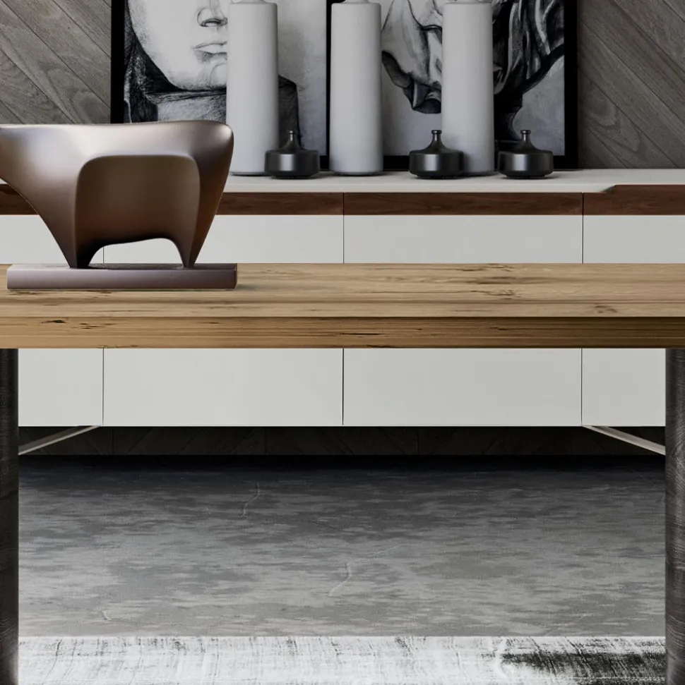 Tavolo da Zona Living Moderno in Legno Massello Made in Italy - Catrin