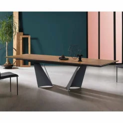 Tavolo Design Allungabile Fino a 294 cm in Legno e Metallo Made in Italy - Nuzzo