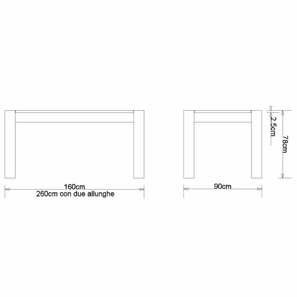 Tavolo design allungabile fino a 260cm in legno rovere canaletto Jacob