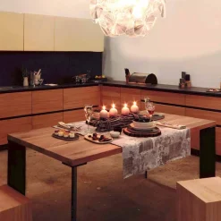 Tavolo design moderno in legno noce naturale, L180xP90cm, Yvonne
