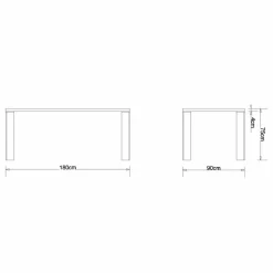 Tavolo design moderno in legno noce naturale, L180xP90cm, Yvonne