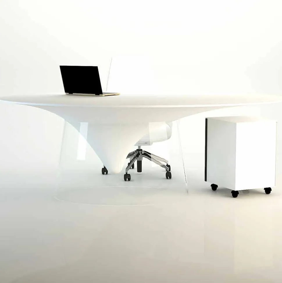 Tavolo di design con base in cristallo prodotto in Italia, Teggiano