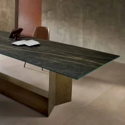 Tavolo di Design in Ceramica Noir Desir Opaco e Metallo Made in Italy – Moro