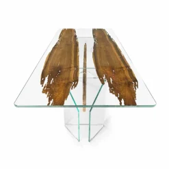 Tavolo di design in legno di briccola veneziana e vetro Venezia