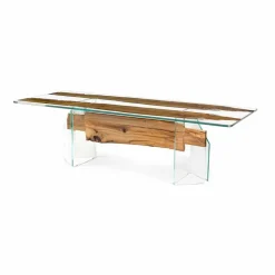 Tavolo di design in legno di briccola veneziana e vetro Venezia