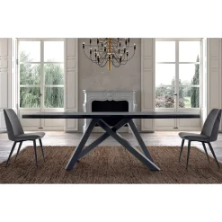 Tavolo di Design in Legno e Acciaio Fino a 12 Posti Made in Italy – Settimmio